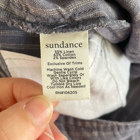 Sundance Amelia Linen Blend Pinstripe Trouser Pants in Blue Gray Size 4 - Picture 6 of 10